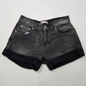 Levis Girlfriend Denim Shorts Girls 16 Fits Womens XS Faded Black Cuffed Cotton